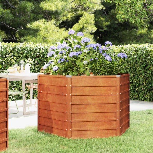 lit sureleve jardin acier corten hexagonal durable esthetique 129 x 129 x 77 cm 1 | jardinna