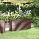 lit sureleve jardin acier enduit poudre exterieur durable marron 152 x 40 x 68 cm 1 | jardinna