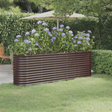 lit sureleve jardin acier enduit poudre exterieur durable marron 224 x 40 x 68 cm 1 | jardinna