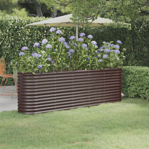 lit sureleve jardin acier enduit poudre exterieur durable marron 224 x 40 x 68 cm 1 | jardinna