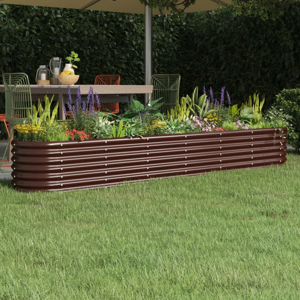 lit sureleve jardin acier enduit poudre exterieur durable marron 260 x 40 x 36 cm 1 | jardinna