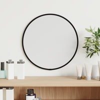 miroir mural design moderne metal noir noir o 30 cm | jardinna