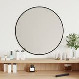 miroir mural design moderne metal noir noir o 50 cm | jardinna