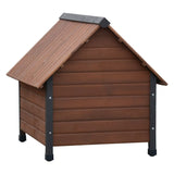 niche chien exterieur bois marron rabats plastique 76x76x72 cm 2 | jardinna