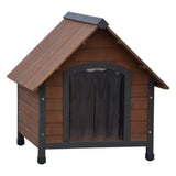 niche chien exterieur bois marron rabats plastique 76x76x72 cm 76 x 76 x 72 cm 1 | jardinna