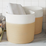 panier pliable rangement tissu 2 pieces beige 28 x 28 cm | jardinna