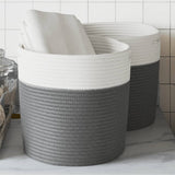 panier pliable rangement tissu 2 pieces gris 28 x 28 cm | jardinna