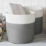 panier pliable rangement tissu 2 pieces gris blanc 28 x 28 cm | jardinna