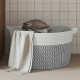 panier pliable rangement tissu 2 pieces gris blanc 40 x 25 cm | jardinna