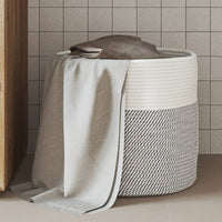 panier pliable rangement tissu 2 pieces gris blanc 40 x 35 cm | jardinna