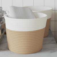 panier rangement pliable tissu 2 pieces beige | jardinna