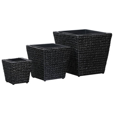 pot fleurs exterieur jacinthe deau set 3 pcs noir 1 | jardinna
