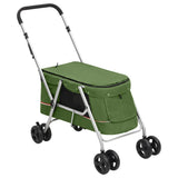 poussette confortable pliable animaux compagnie tissu lin vert | jardinna