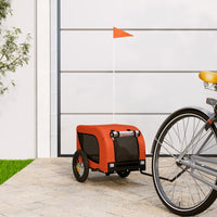 remorque velo chien orange noir tissu oxford fer orange 124 x 53 x 53 cm | jardinna