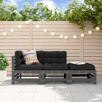 salon jardin coussins bois massif robuste confortable 3 pcs pin gris 1 | jardinna