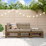 salon jardin coussins bois massif robuste confortable 3 pcs pin marron miel 1 | jardinna