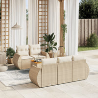 salon jardin resine tressee coussins 6 pcs beige beige creme | jardinna