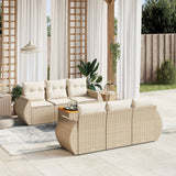 salon jardin resine tressee coussins confortables 7 pcs beige creme | jardinna