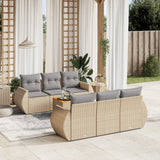 salon jardin resine tressee coussins confortables 7 pcs beige gris | jardinna