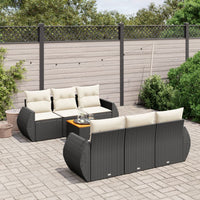 salon jardin resine tressee coussins confortables 7 pcs noir creme | jardinna