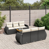 salon jardin resine tressee coussins confortables 7 pcs noir creme | jardinna