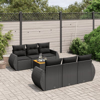 salon jardin resine tressee coussins confortables 7 pcs noir | jardinna