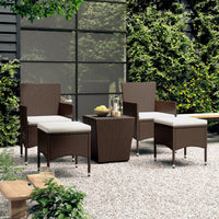 set bistro 3 5 pieces resine tressee verre trempe duo contemporain marron repose pied | jardinna