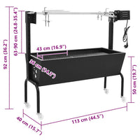 set rotissoire barbecue charbon acier inoxydable 4 roues 10 | jardinna