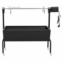 set rotissoire barbecue charbon acier inoxydable 4 roues 2 | jardinna