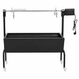 set rotissoire barbecue charbon acier inoxydable 4 roues 2 | jardinna