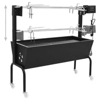 set rotissoire barbecue charbon acier inoxydable 4 roues 4 | jardinna