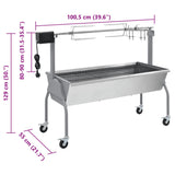 set rotissoire barbecue roues a charbon acier inoxydable 8 | jardinna