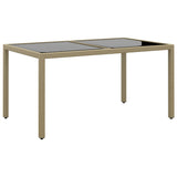 table jardin verre trempe polyvalente design resine tressee beige 1 | jardinna