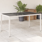 table jardin verre trempe polyvalente design resine tressee blanc 1 | jardinna