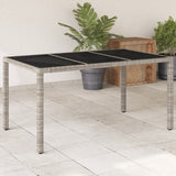 table jardin verre trempe polyvalente design resine tressee gris clair 1 | jardinna