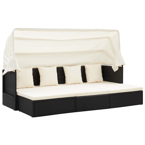 transat double relax toit ajustable confort design noir | jardinna