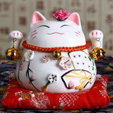 Chat porte-bonheur japonais en céramique - artisanat Feng Shui